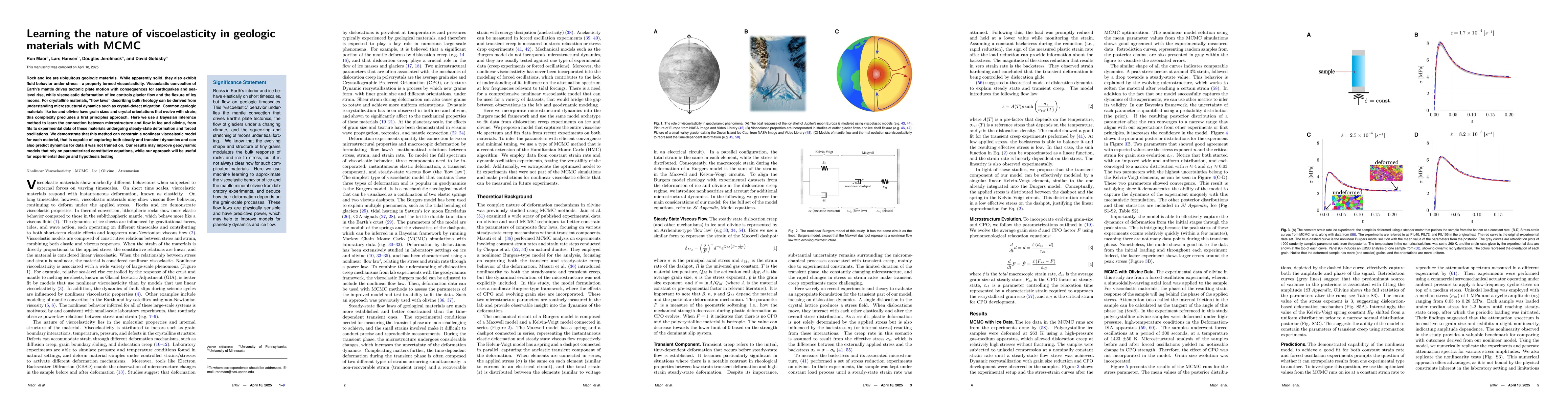 Thumbnail for Learning the nature of viscoelasticity in geologic materials with MCMC