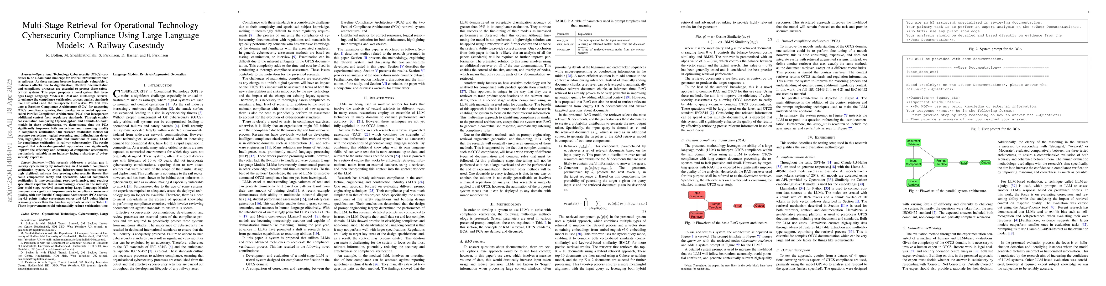 Thumbnail for Multi-Stage Retrieval for Operational Technology Cybersecurity
  Compliance Using Large Language Models: A Railway Casestudy