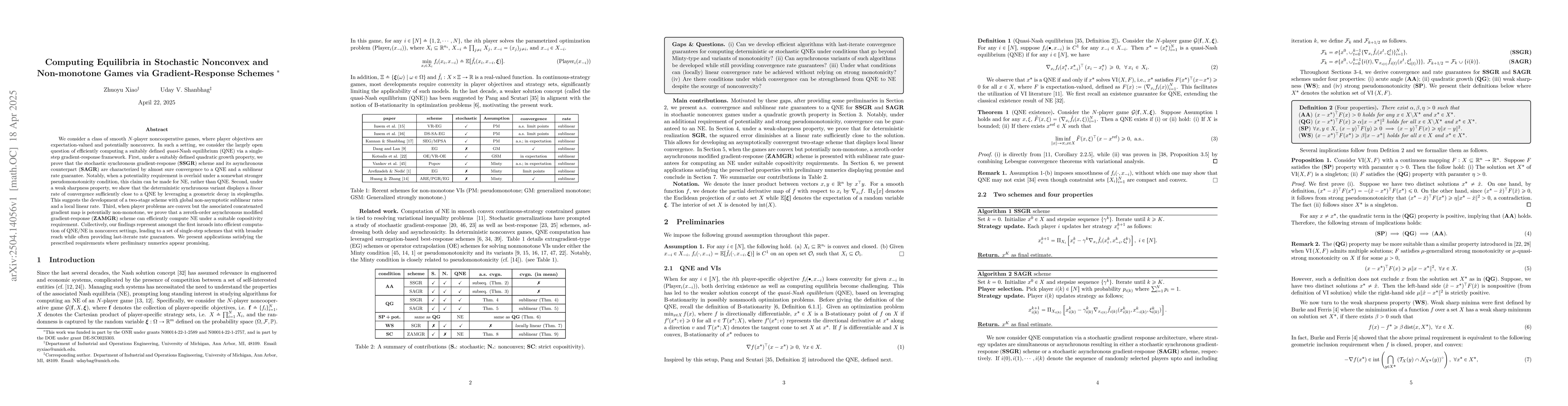 Thumbnail for Computing Equilibria in Stochastic Nonconvex and Non-monotone Games via
  Gradient-Response Schemes