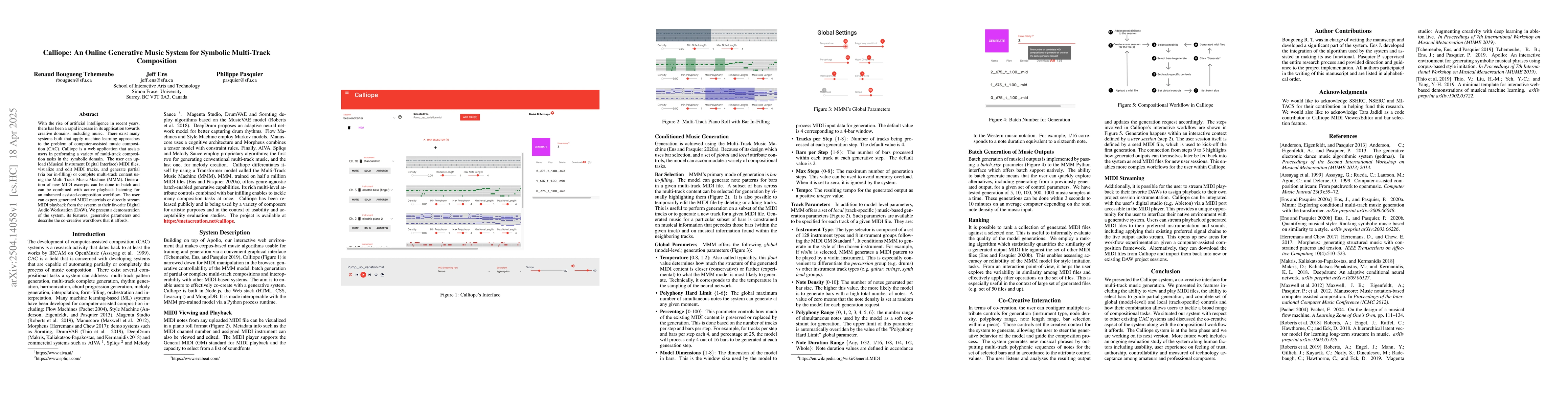 Thumbnail for Calliope: An Online Generative Music System for Symbolic Multi-Track
  Composition