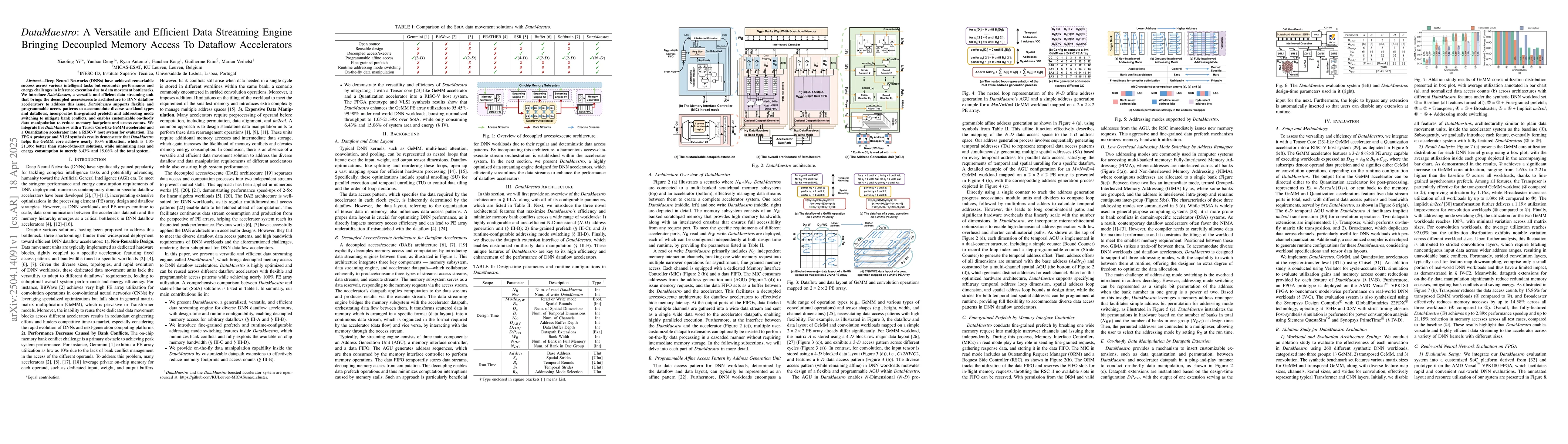 Thumbnail for DataMaestro: A Versatile and Efficient Data Streaming Engine Bringing
  Decoupled Memory Access To Dataflow Accelerators