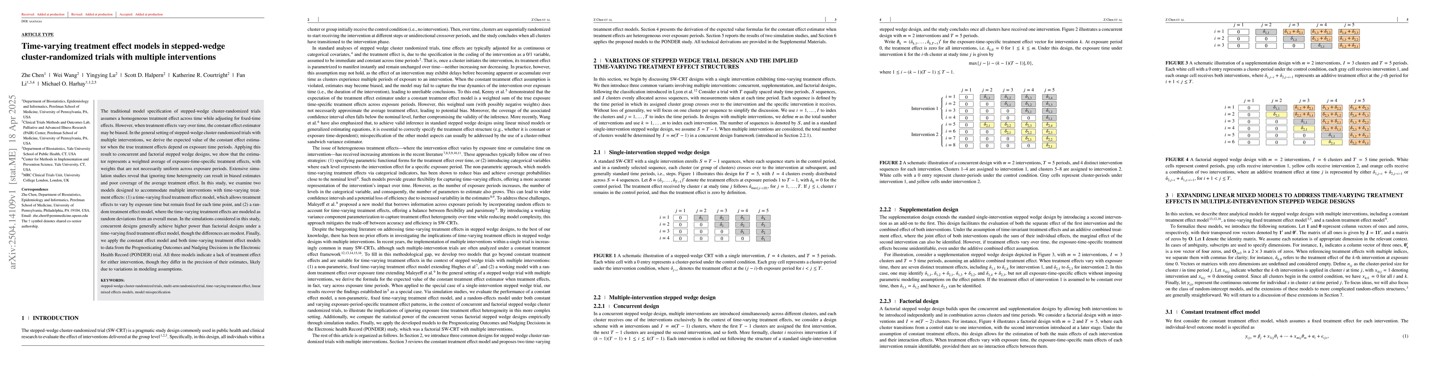 Thumbnail for Time-varying treatment effect models in stepped-wedge cluster-randomized
  trials with multiple interventions