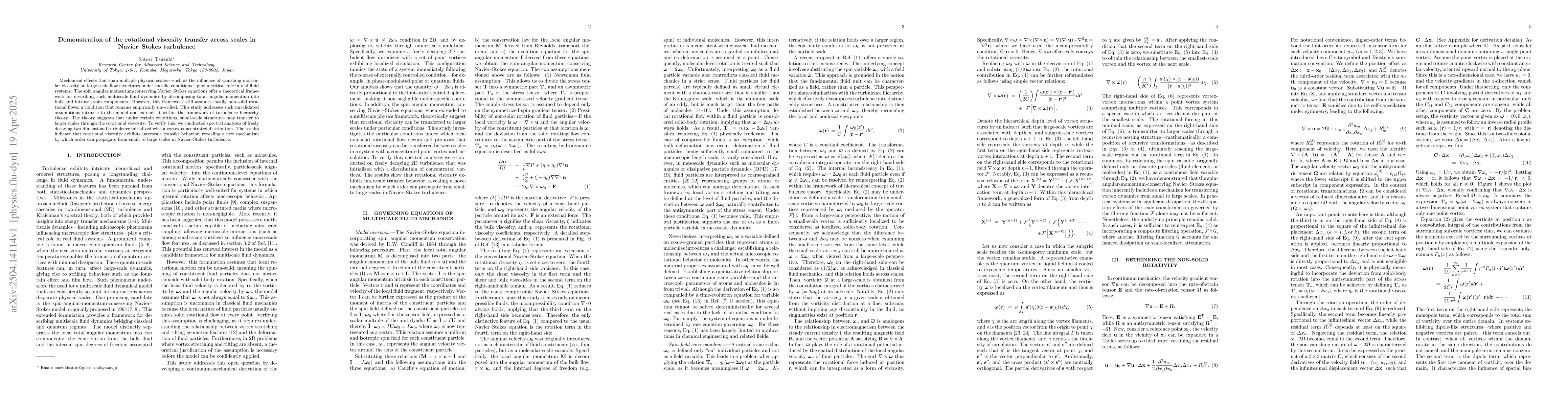 Thumbnail for Demonstration of the rotational viscosity transfer across scales in
  Navier-Stokes turbulence