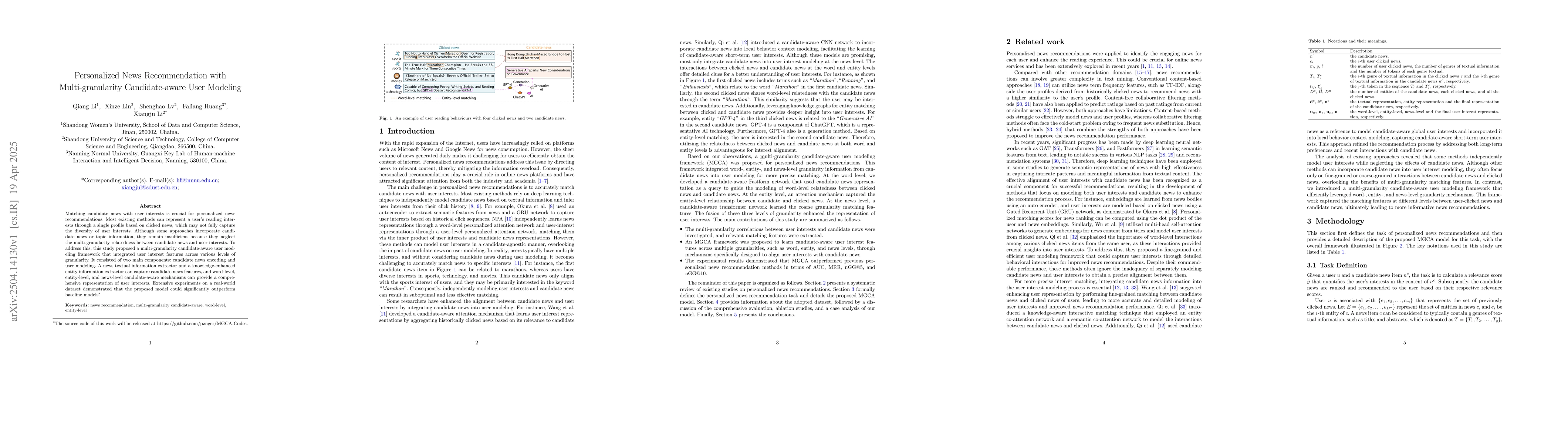 Thumbnail for Personalized News Recommendation with Multi-granularity Candidate-aware
  User Modeling