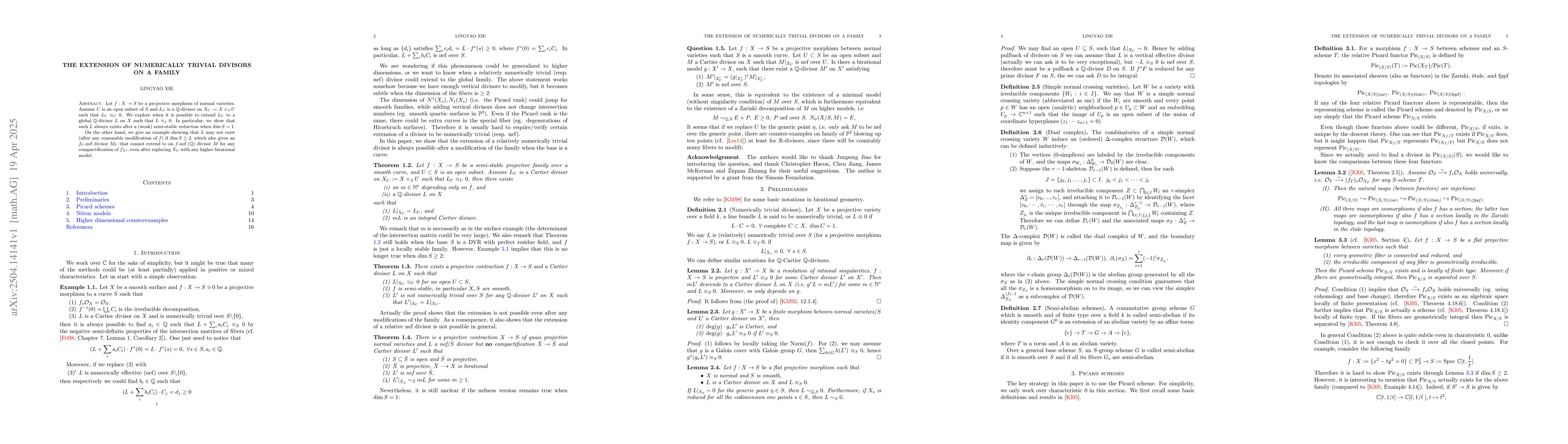 Thumbnail for The extension of numerically trivial divisors on a family
