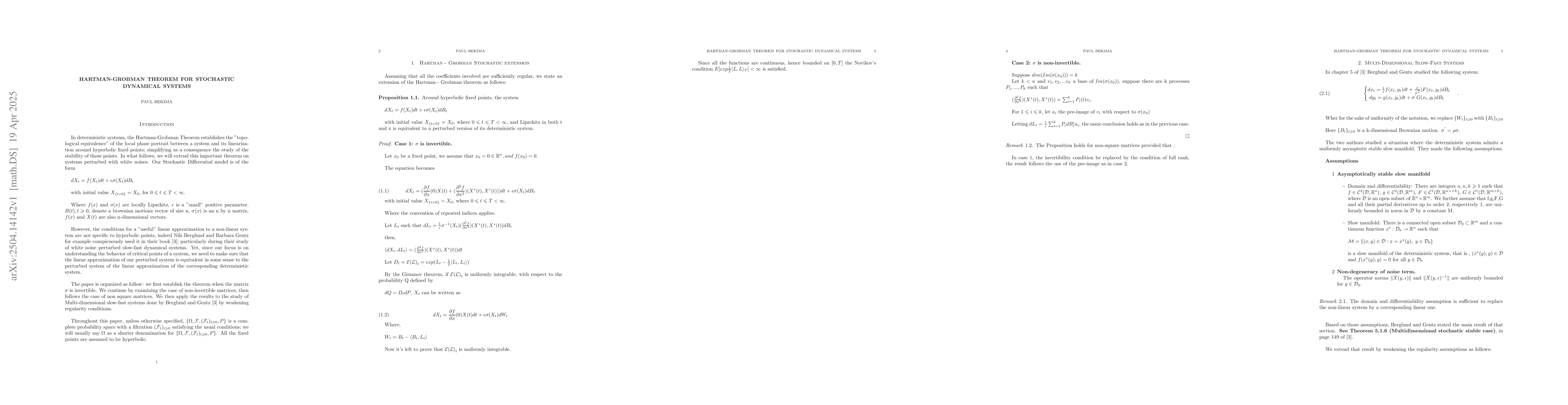 Thumbnail for Hartman-Grobman Theorem for Stochastic Dynamical Systems