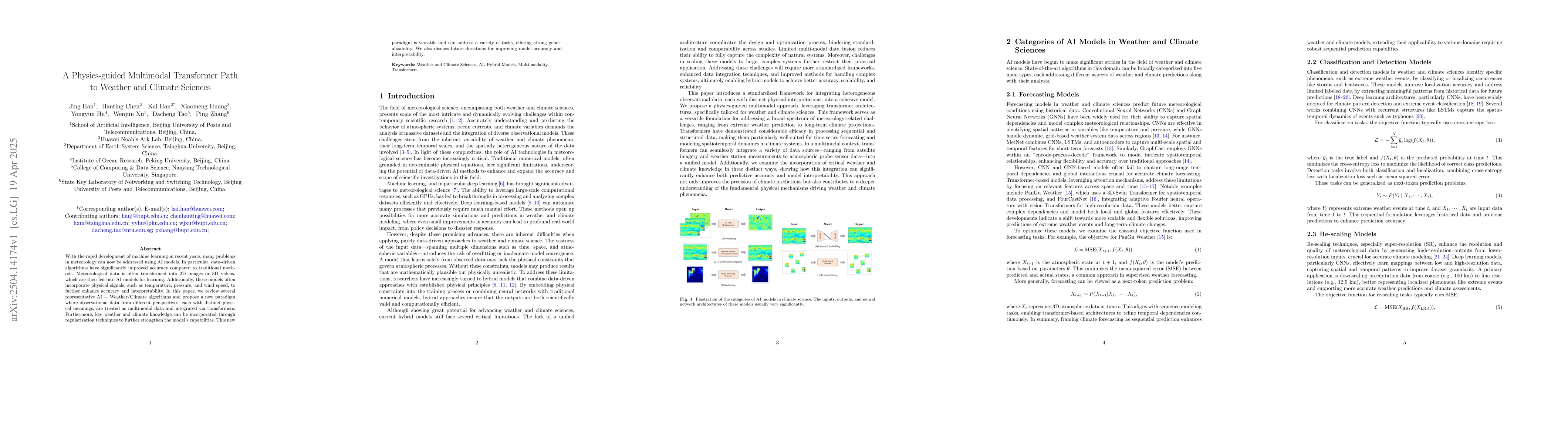 Thumbnail for A Physics-guided Multimodal Transformer Path to Weather and Climate
  Sciences