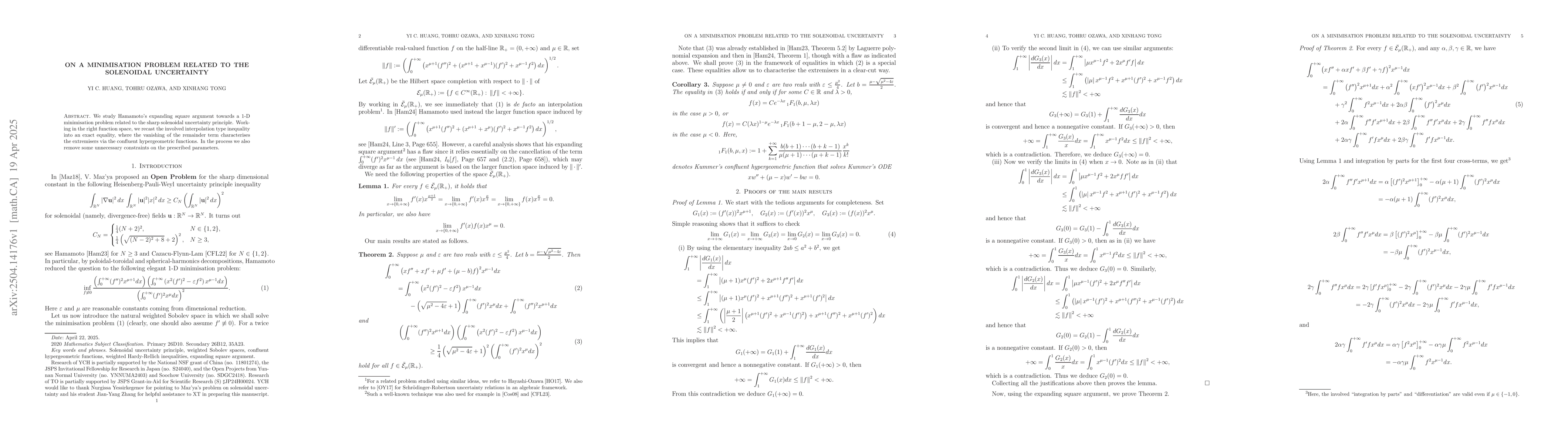 Thumbnail for On a minimisation problem related to the solenoidal uncertainty