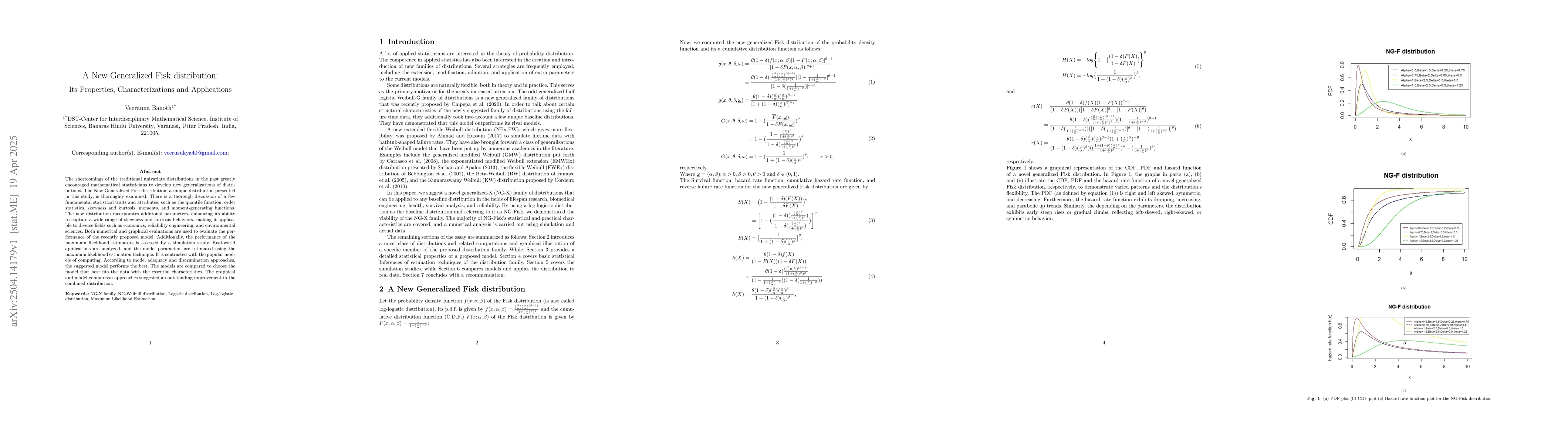Thumbnail for A New Generalized Fisk distribution: Its Properties, Characterizations
  and Applications