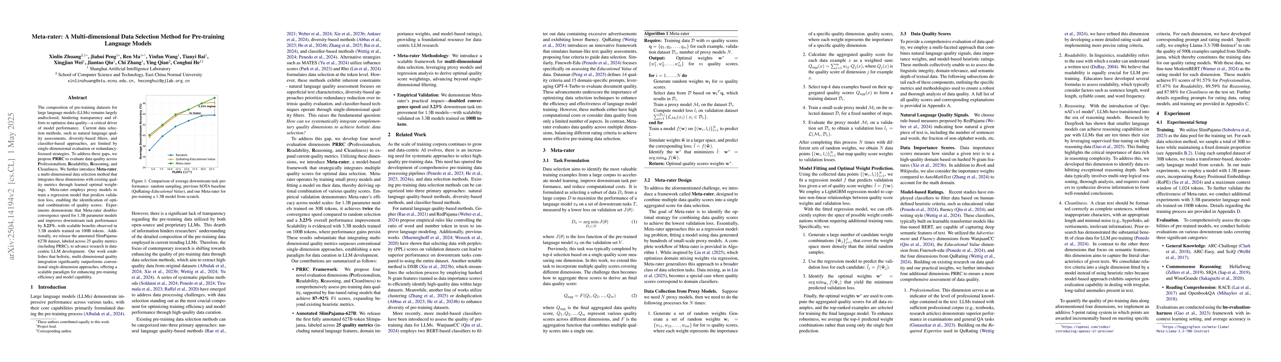 Thumbnail for Meta-rater: A Multi-dimensional Data Selection Method for Pre-training
  Language Models