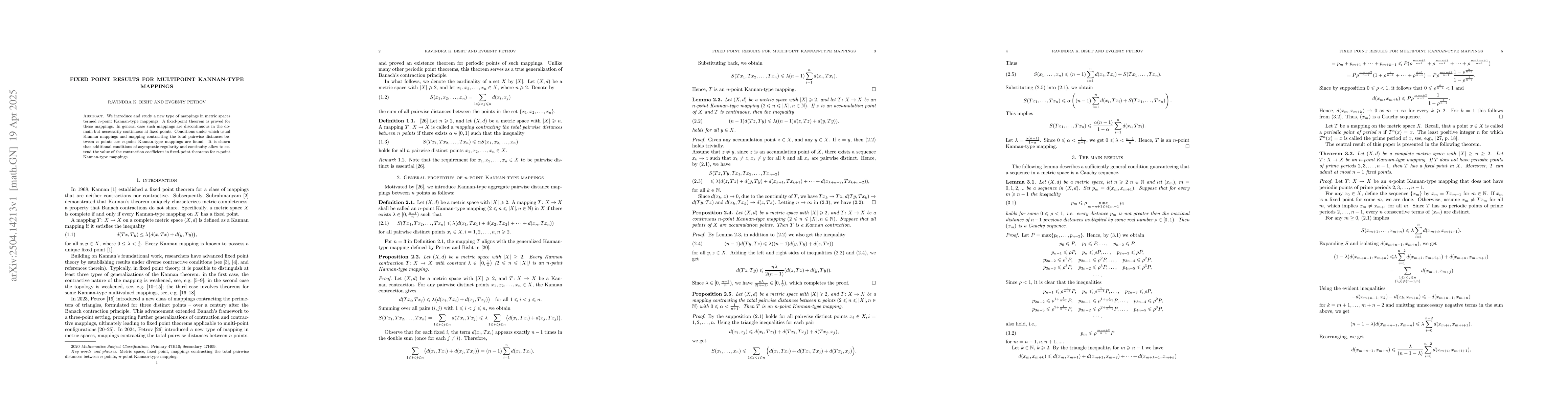 Thumbnail for Fixed point results for multipoint Kannan-type mappings