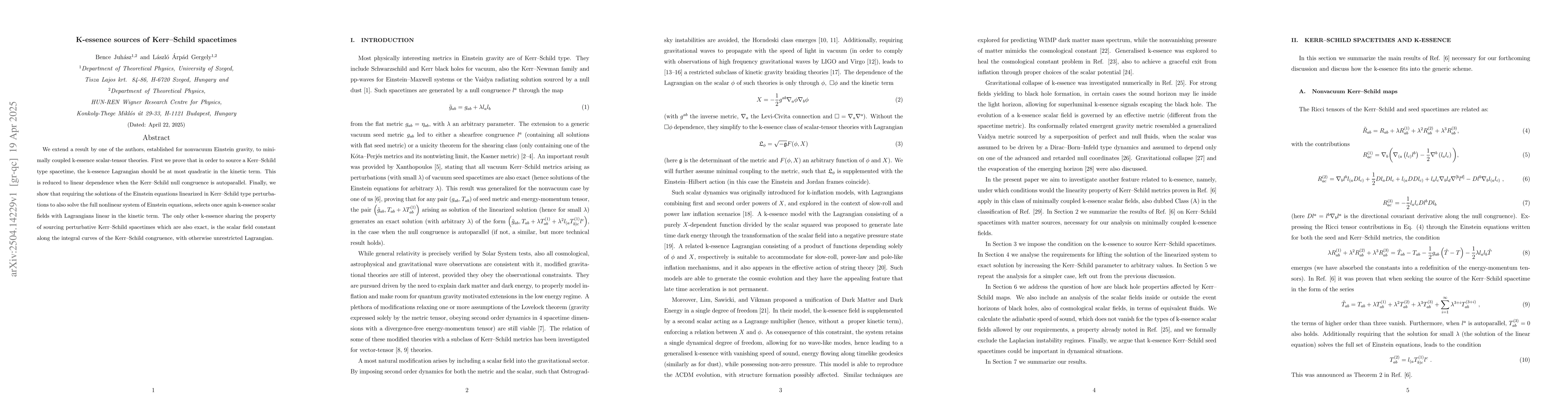Thumbnail for K-essence sources of Kerr-Schild spacetimes
