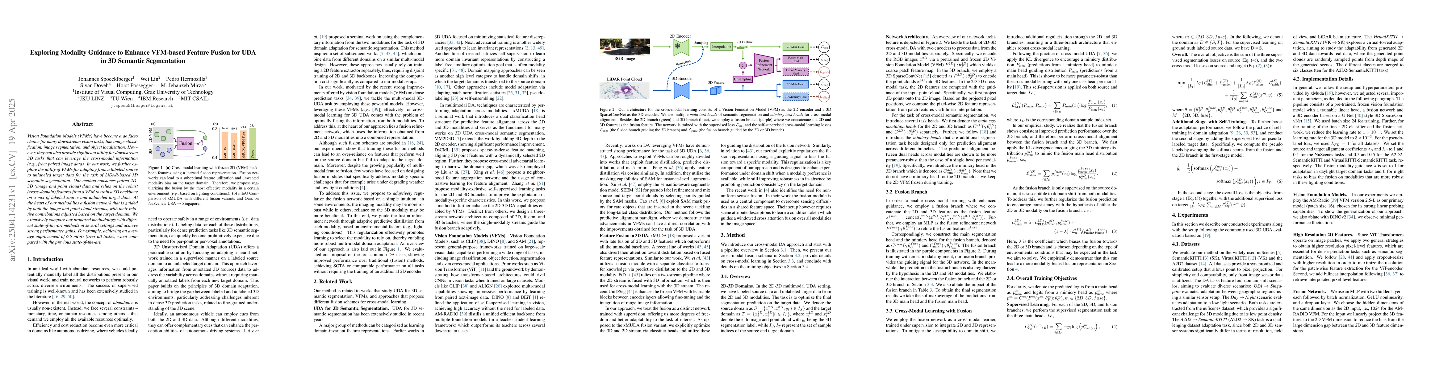 Thumbnail for Exploring Modality Guidance to Enhance VFM-based Feature Fusion for UDA
  in 3D Semantic Segmentation
