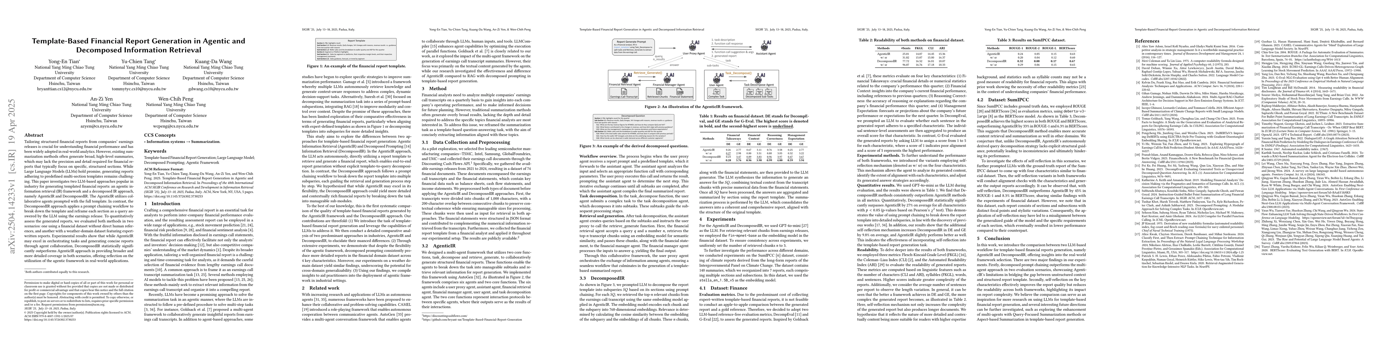 Thumbnail for Template-Based Financial Report Generation in Agentic and Decomposed
  Information Retrieval