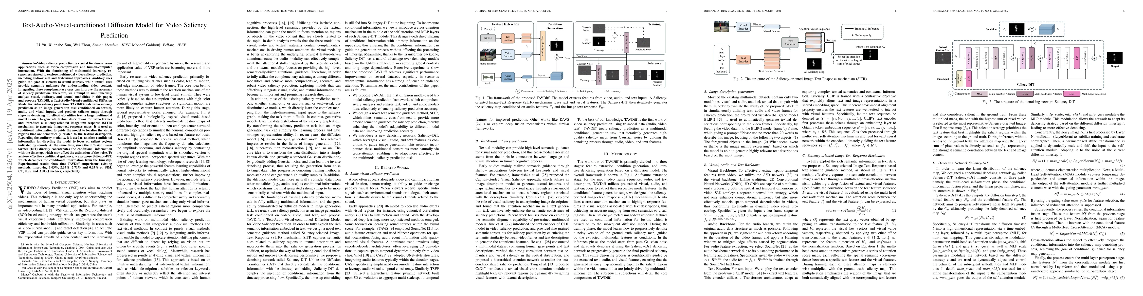 Thumbnail for Text-Audio-Visual-conditioned Diffusion Model for Video Saliency
  Prediction