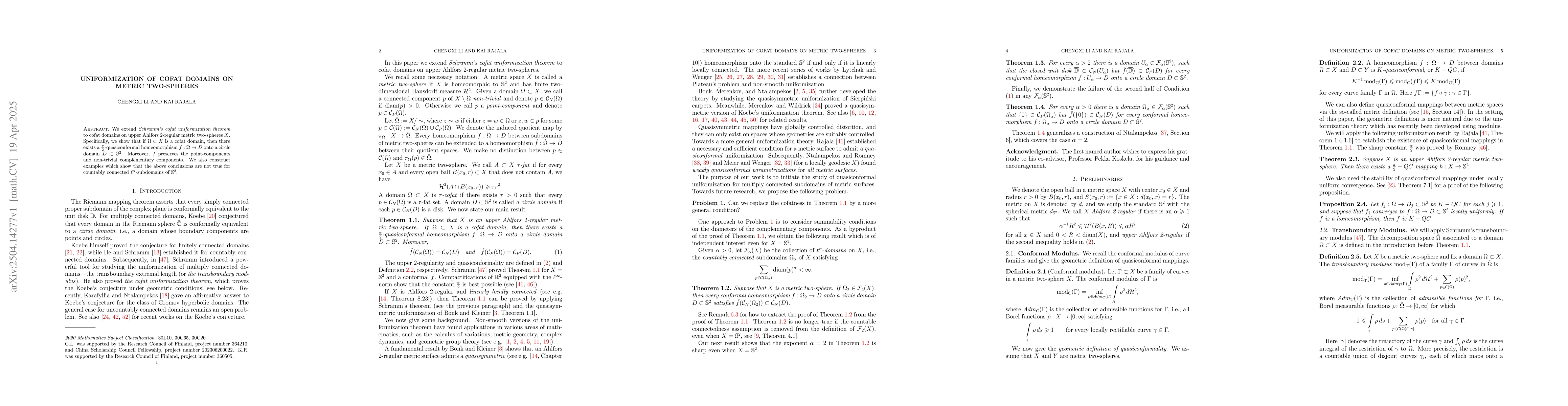 Thumbnail for Uniformization of cofat domains on metric two-spheres