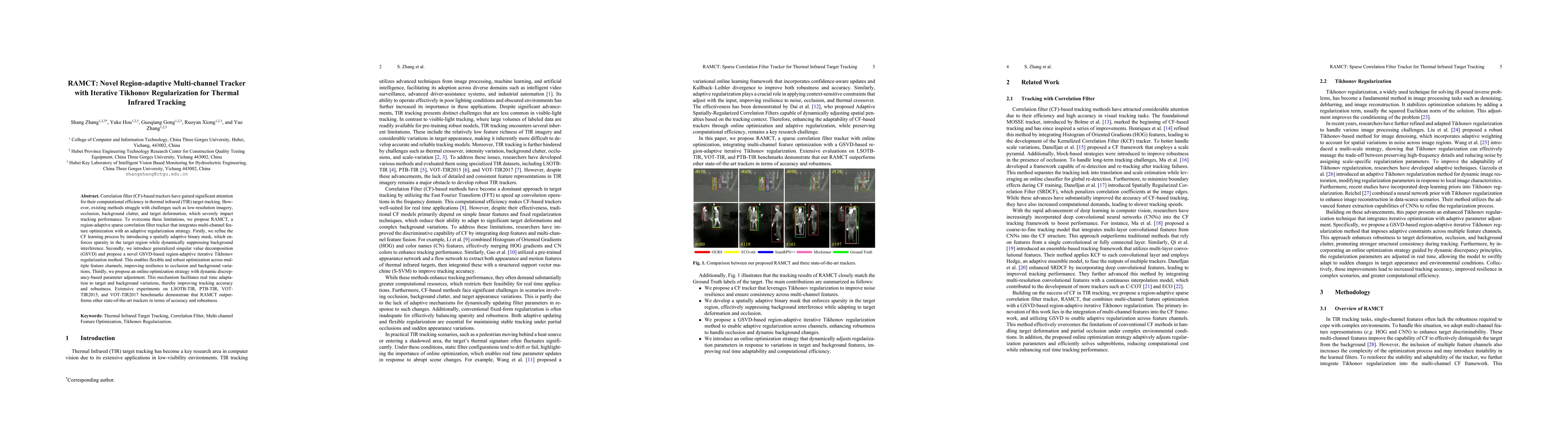 Thumbnail for RAMCT: Novel Region-adaptive Multi-channel Tracker with Iterative
  Tikhonov Regularization for Thermal Infrared Tracking