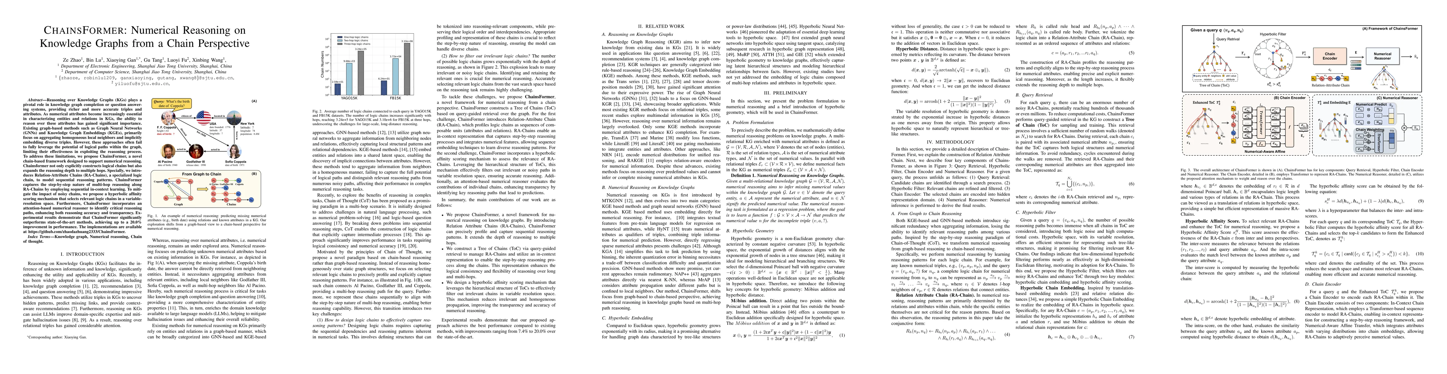 Thumbnail for CHAINSFORMER: Numerical Reasoning on Knowledge Graphs from a Chain
  Perspective