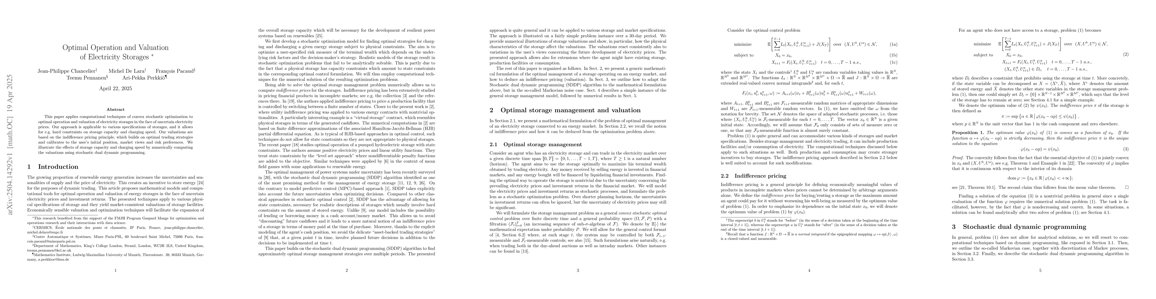 Thumbnail for Optimal Operation and Valuation of Electricity Storages