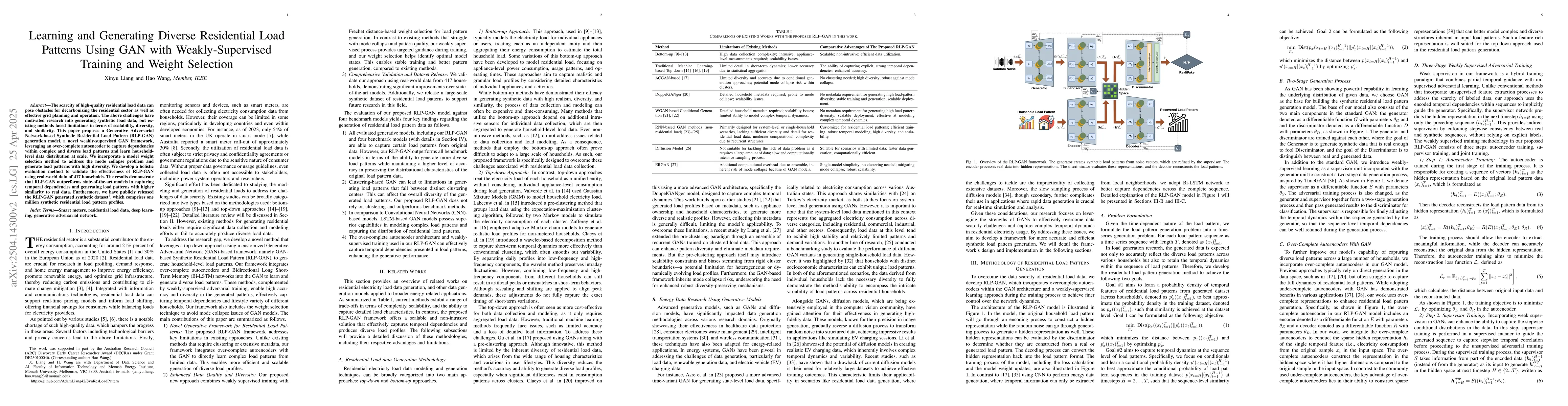 Thumbnail for Learning and Generating Diverse Residential Load Patterns Using GAN with
  Weakly-Supervised Training and Weight Selection