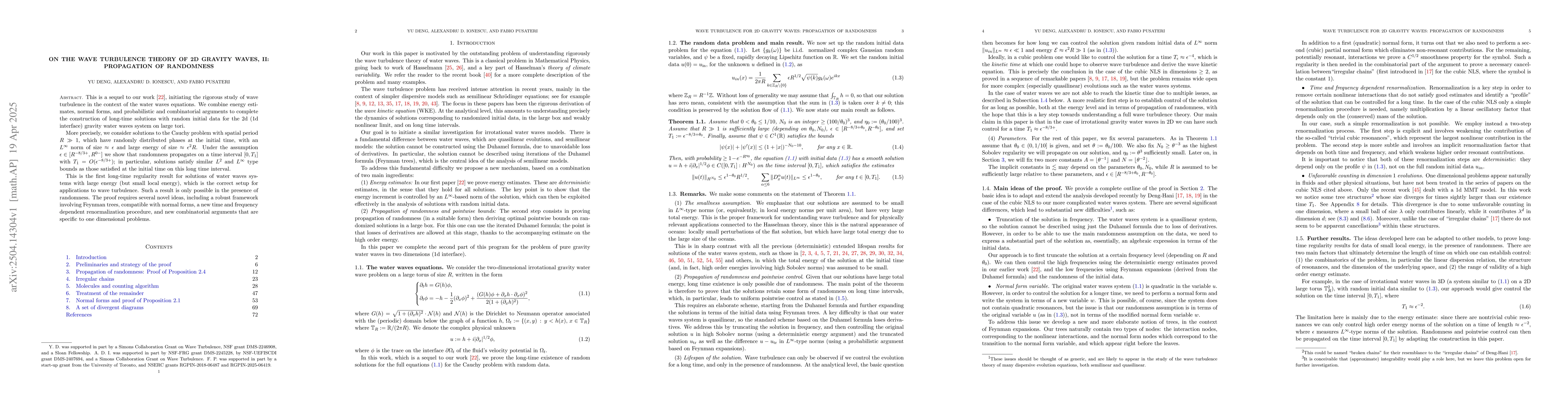 Thumbnail for On the wave turbulence theory of 2D gravity waves, II: propagation of
  randomness