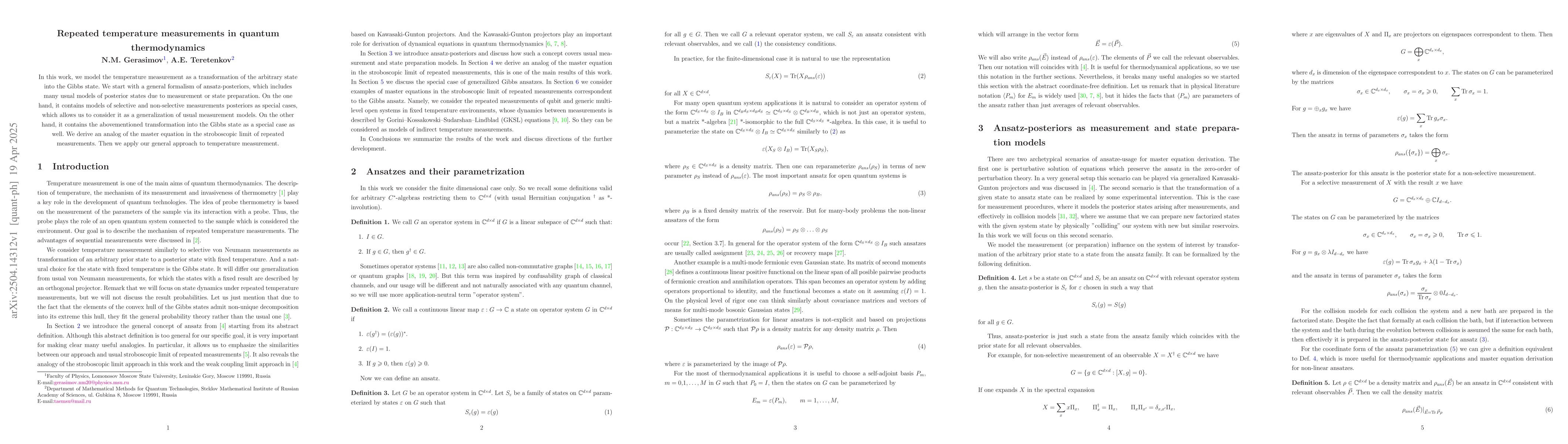 Thumbnail for Repeated temperature measurements in quantum thermodynamics