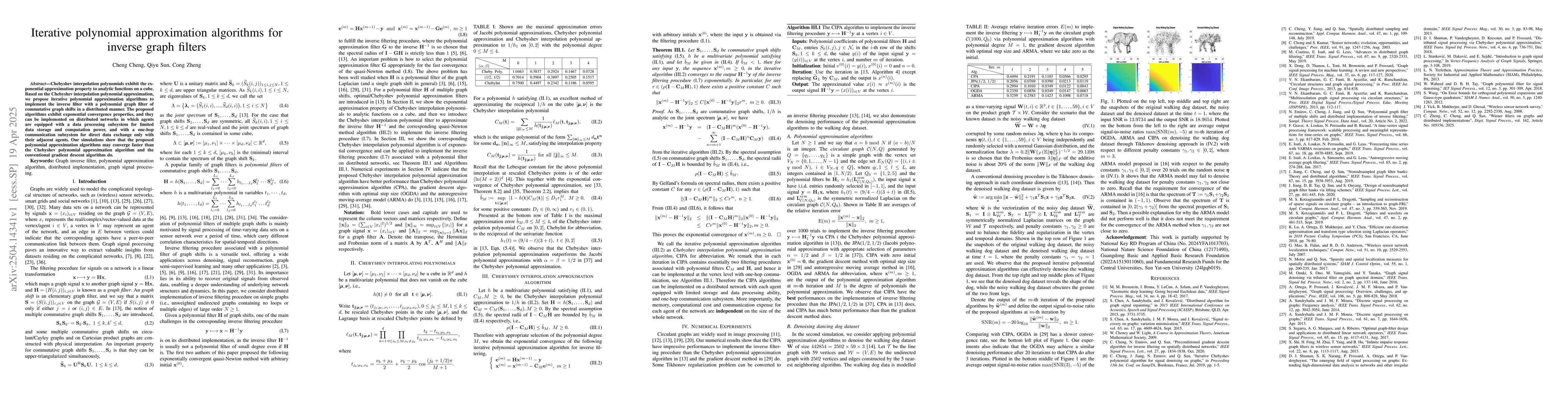 Thumbnail for Iterative Polynomial Approximation Algorithms for Inverse Graph Filters
