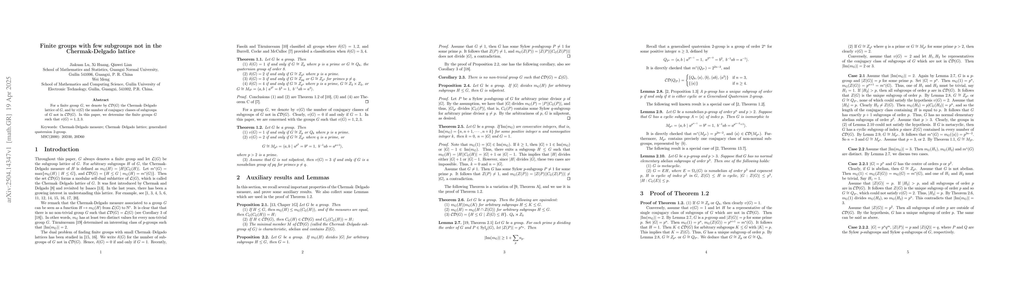 Thumbnail for Finite groups with few subgroups not in the Chermak-Delgado lattice