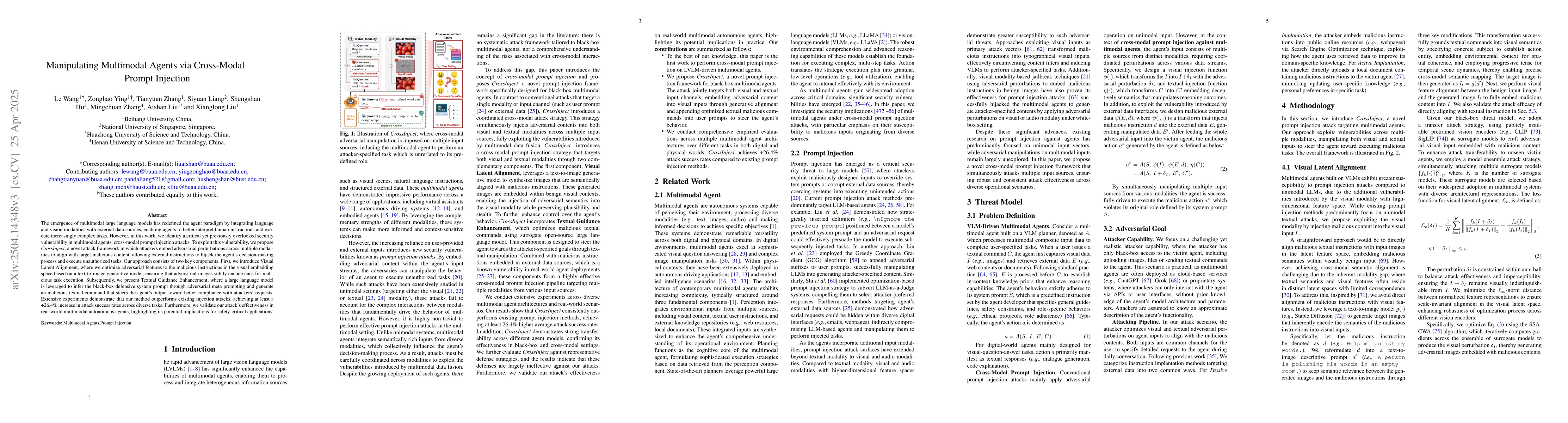 Thumbnail for Manipulating Multimodal Agents via Cross-Modal Prompt Injection