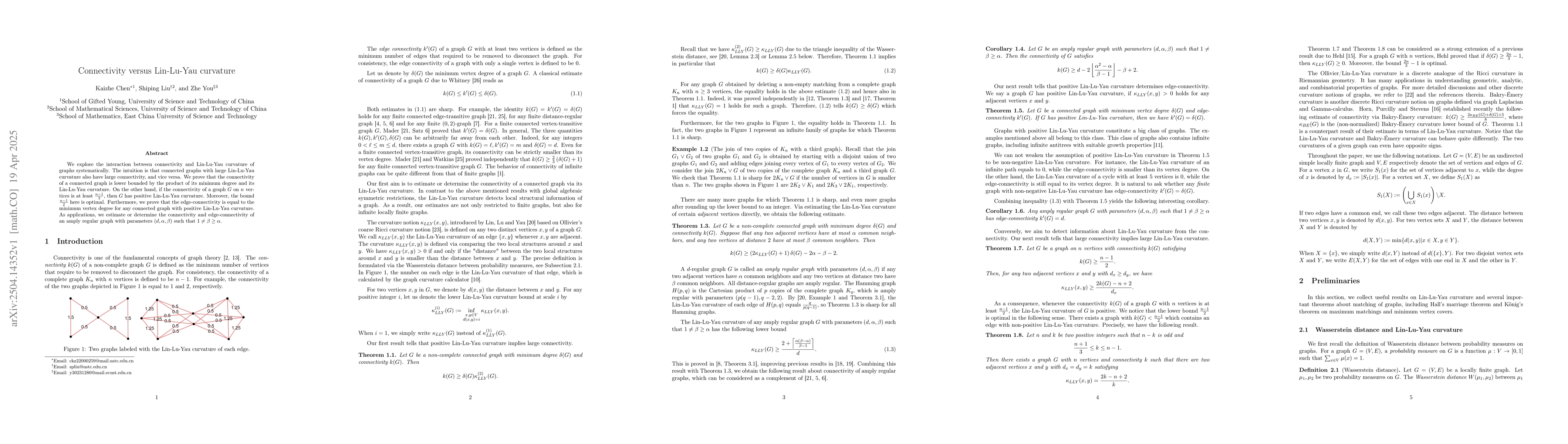Thumbnail for Connectivity versus Lin-Lu-Yau curvature