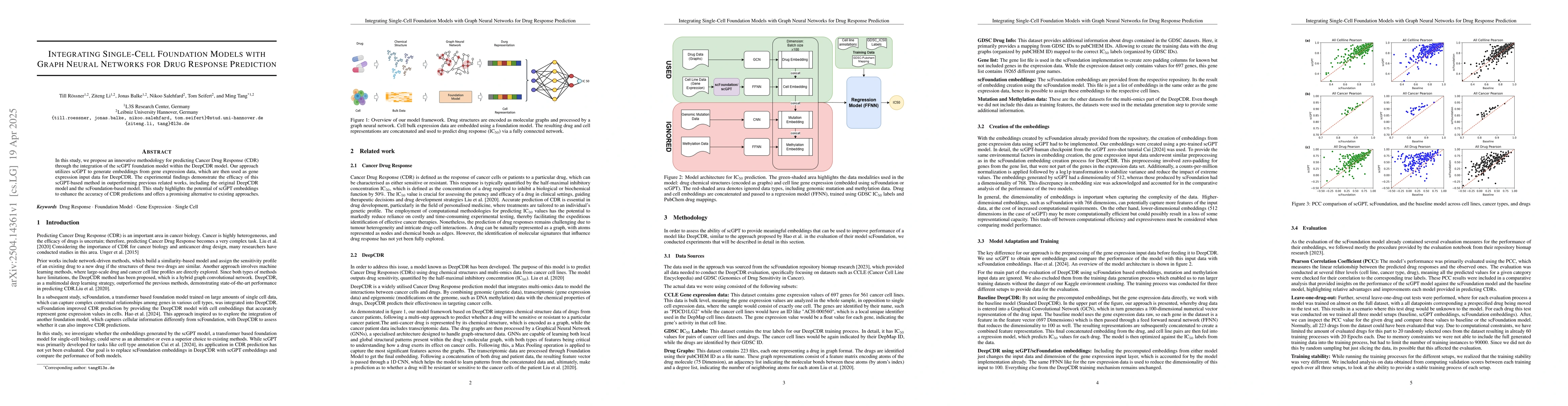 Thumbnail for Integrating Single-Cell Foundation Models with Graph Neural Networks for
  Drug Response Prediction