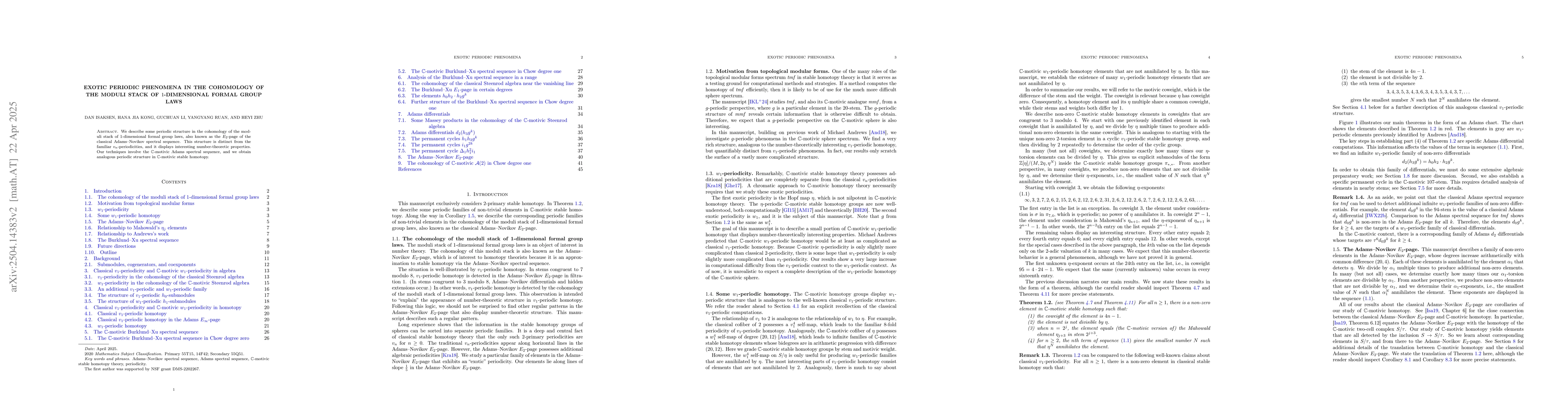 Thumbnail for Exotic periodic phenomena in the cohomology of the moduli stack of
  $1$-dimensional formal group laws