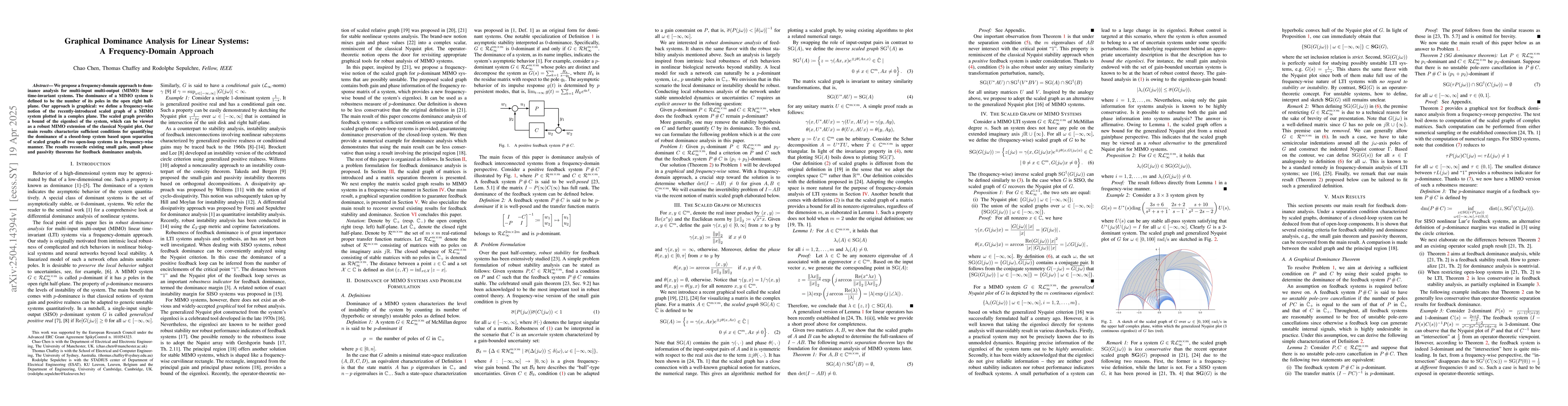 Thumbnail for Graphical Dominance Analysis for Linear Systems: A Frequency-Domain
  Approach