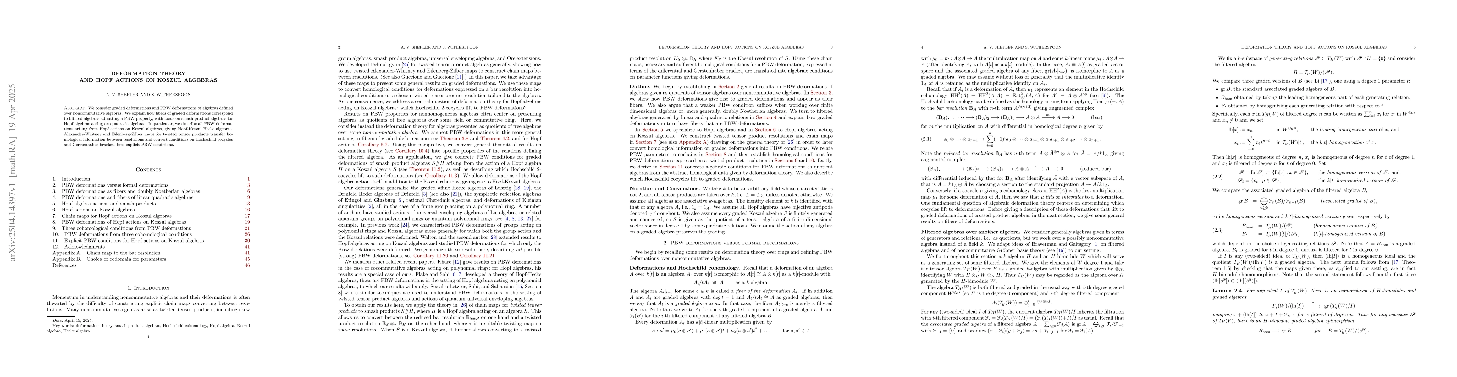 Thumbnail for Deformation Theory and Hopf Actions on Koszul Algebras