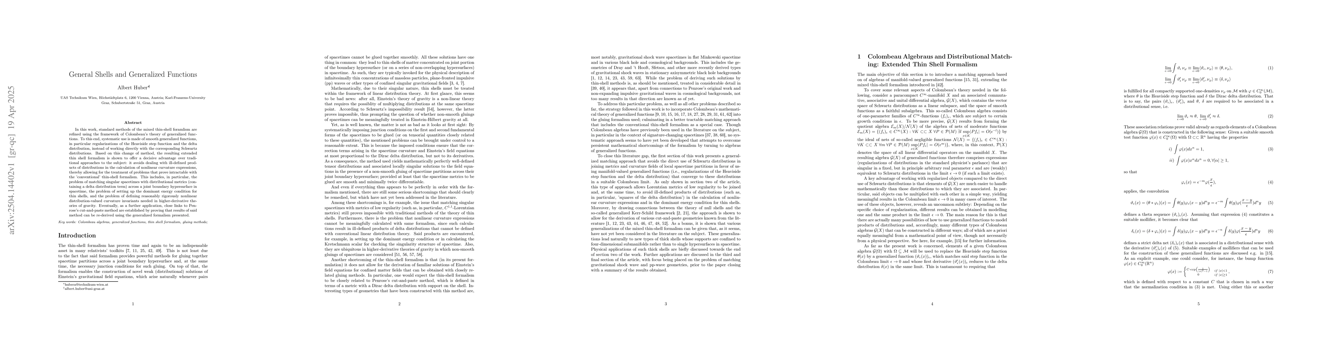 Thumbnail for General Shells and Generalized Functions