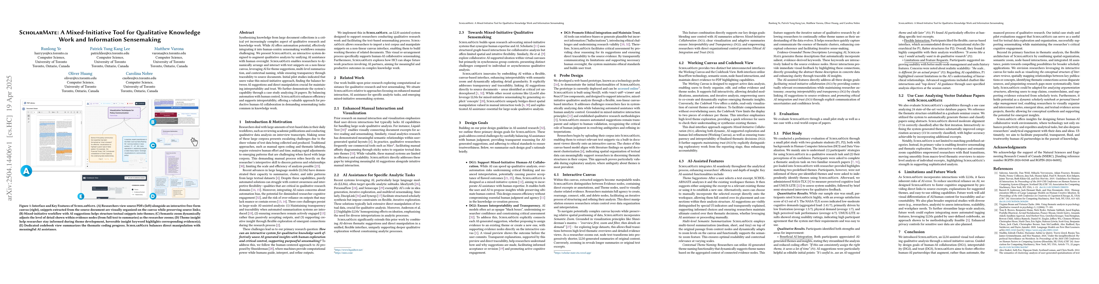 Thumbnail for ScholarMate: A Mixed-Initiative Tool for Qualitative Knowledge Work and
  Information Sensemaking