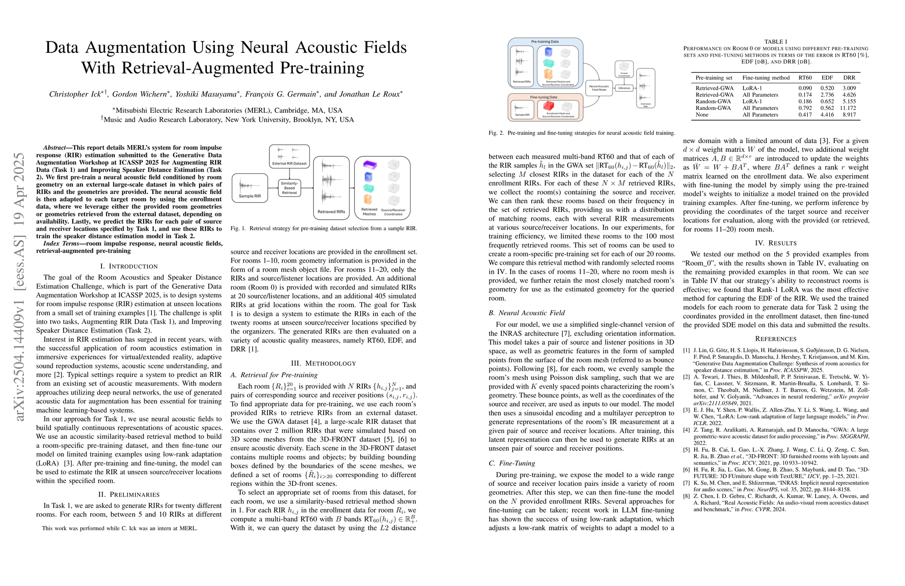 Thumbnail for Data Augmentation Using Neural Acoustic Fields With Retrieval-Augmented
  Pre-training