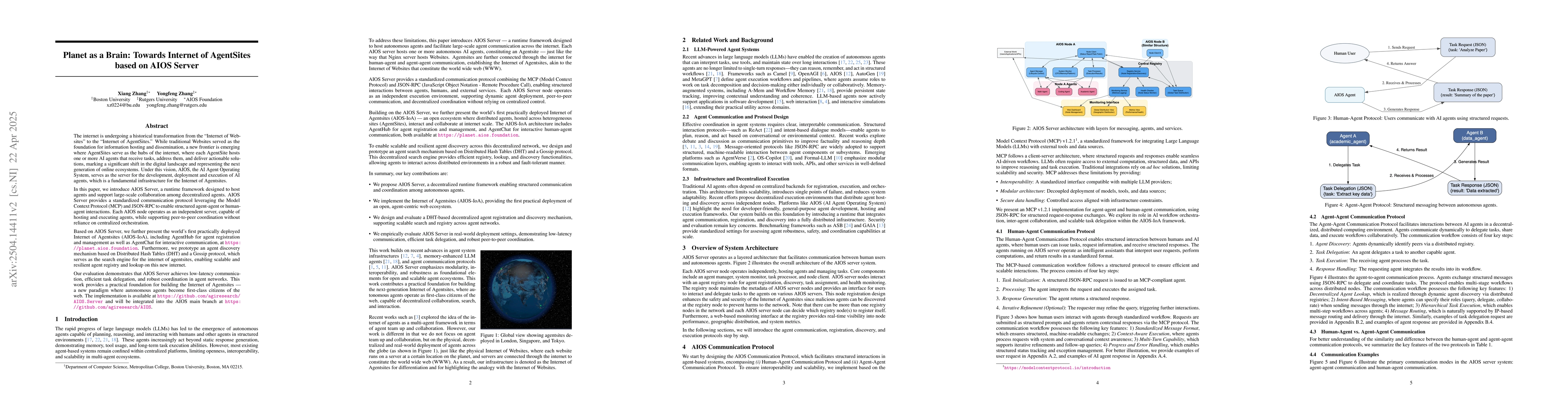 Thumbnail for Planet as a Brain: Towards Internet of AgentSites based on AIOS Server