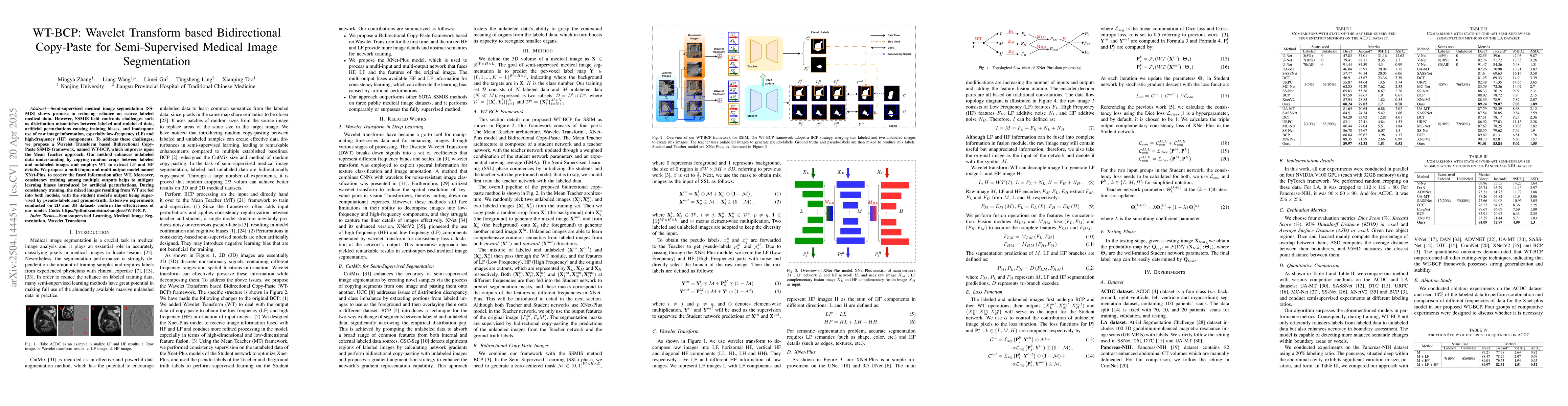 Thumbnail for WT-BCP: Wavelet Transform based Bidirectional Copy-Paste for
  Semi-Supervised Medical Image Segmentation