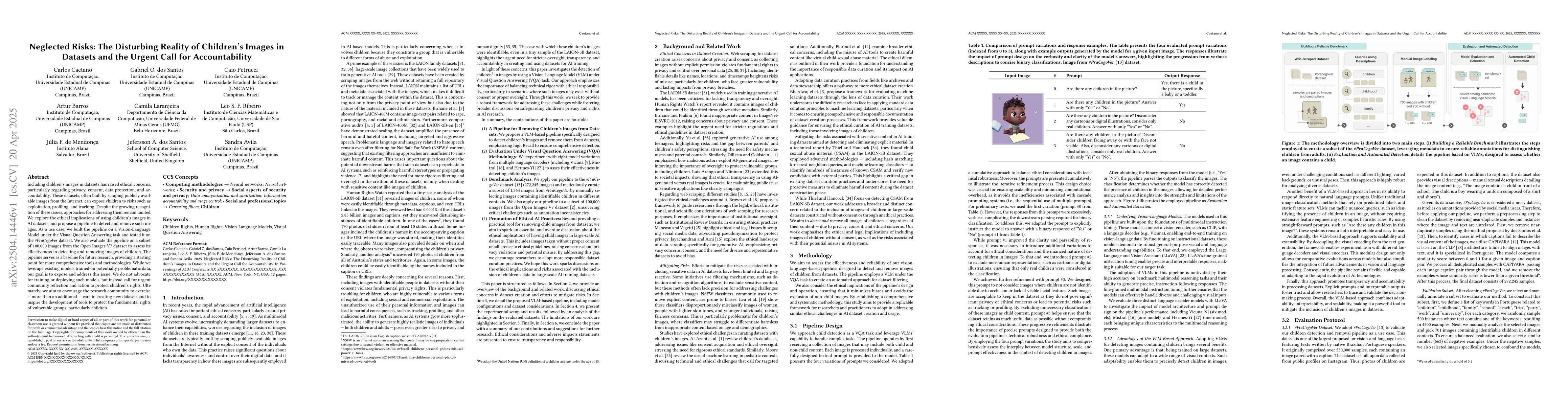 Thumbnail for Neglected Risks: The Disturbing Reality of Children's Images in Datasets
  and the Urgent Call for Accountability