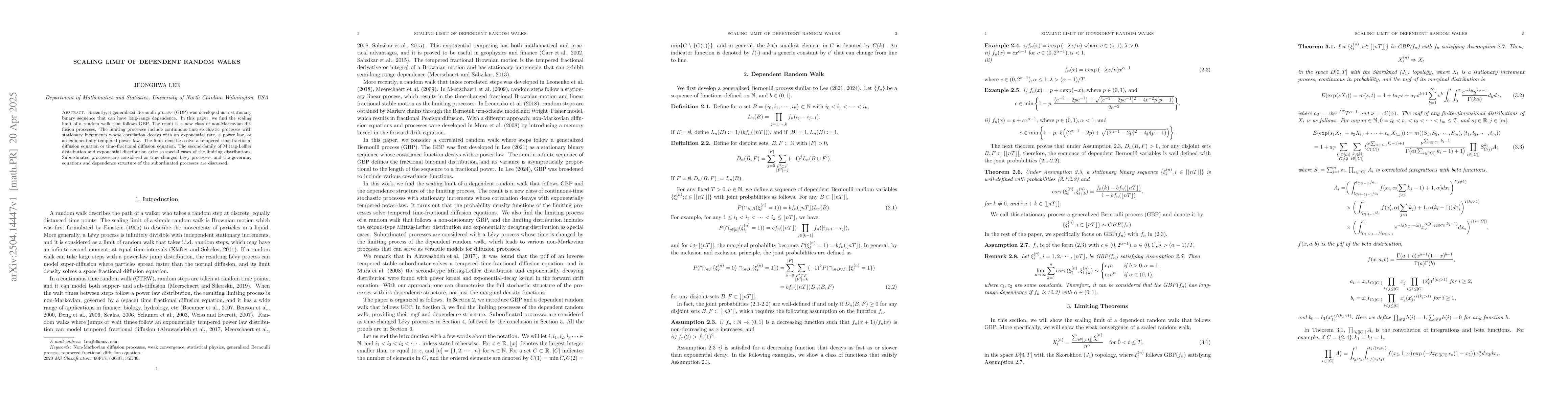 Thumbnail for Scaling Limit of Dependent Random Walks