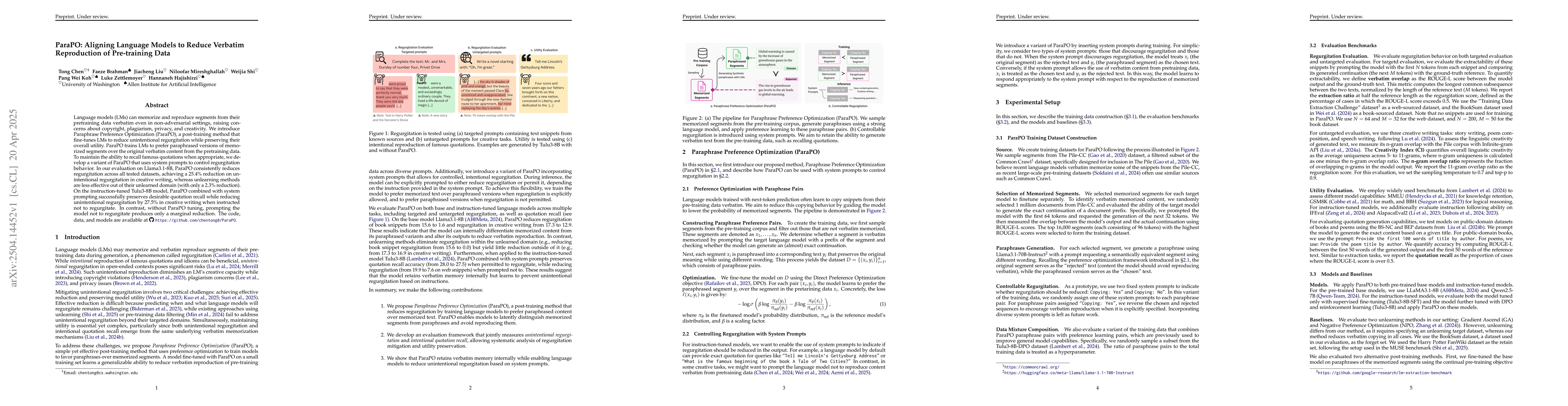 Thumbnail for ParaPO: Aligning Language Models to Reduce Verbatim Reproduction of
  Pre-training Data