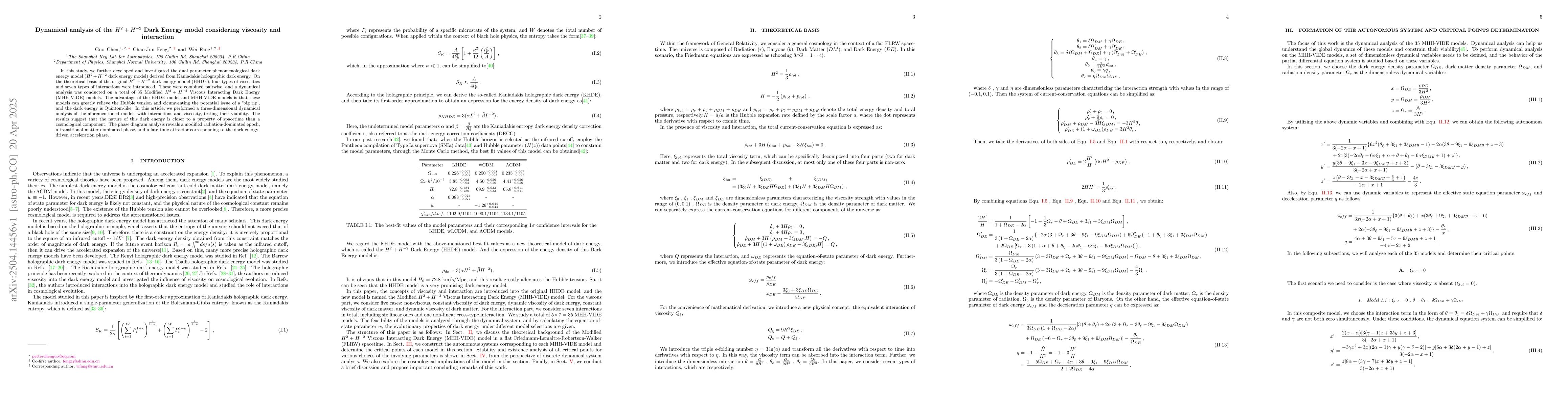 Thumbnail for Dynamical analysis of the H^2 + H^-2 Dark Energy model considering
  viscosity and interaction