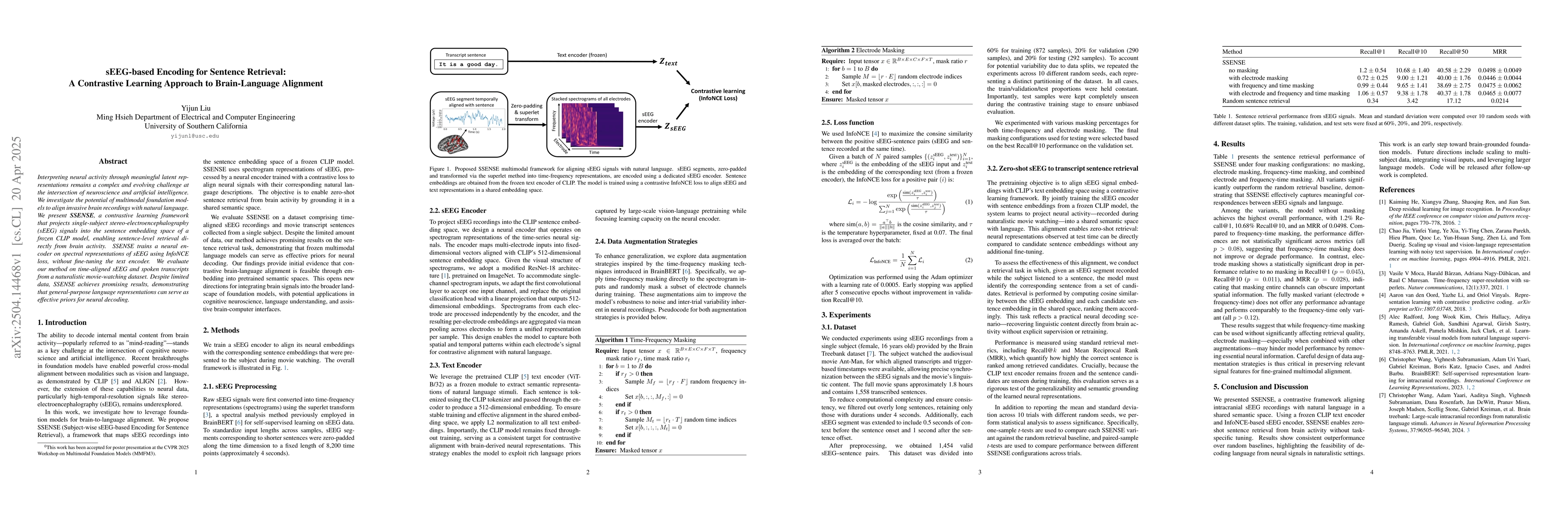 Thumbnail for sEEG-based Encoding for Sentence Retrieval: A Contrastive Learning
  Approach to Brain-Language Alignment