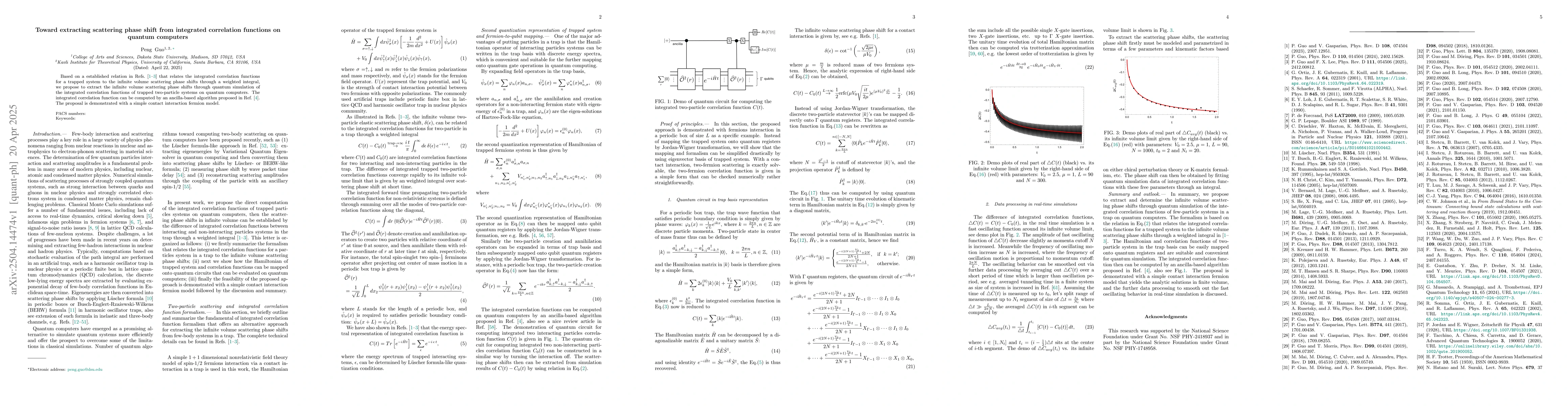 Thumbnail for Toward extracting scattering phase shift from integrated correlation
  functions on quantum computers