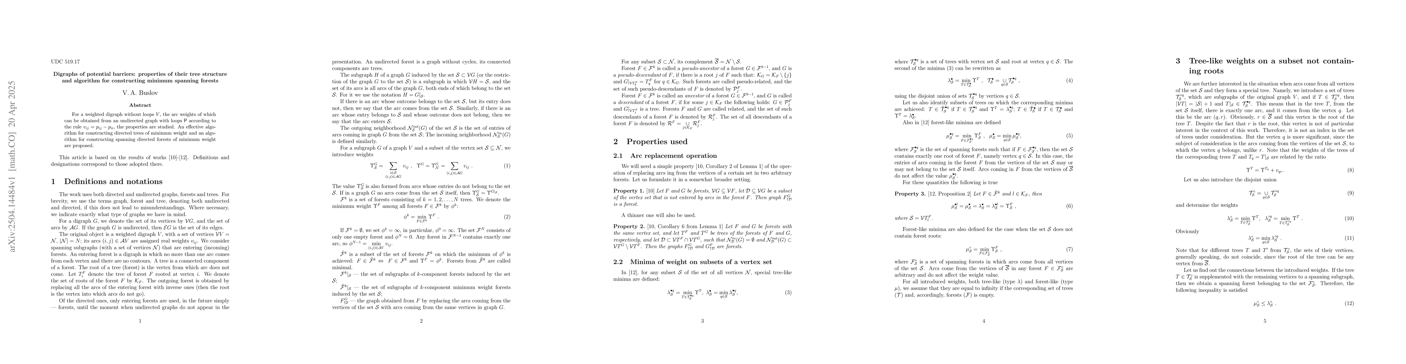 Thumbnail for Digraphs of potential barriers: properties of their tree structure and
  algorithm for constructing minimum spanning forests