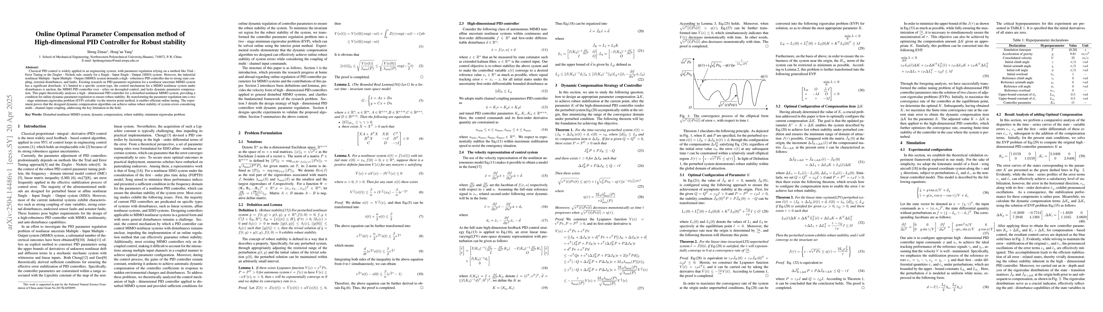 Thumbnail for Online Optimal Parameter Compensation method of High-dimensional PID
  Controller for Robust stability