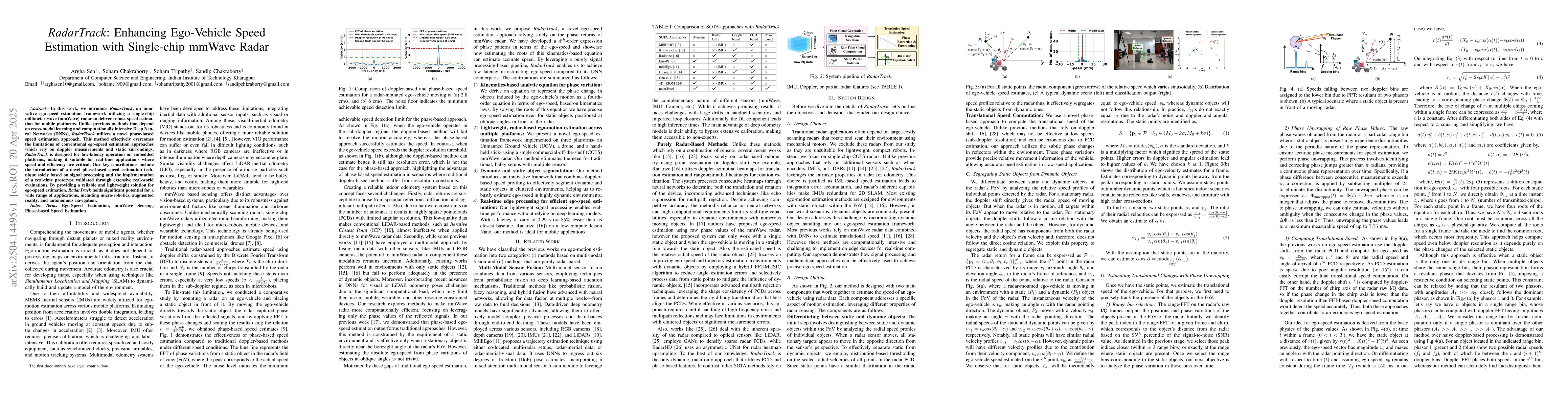 Thumbnail for RadarTrack: Enhancing Ego-Vehicle Speed Estimation with Single-chip
  mmWave Radar