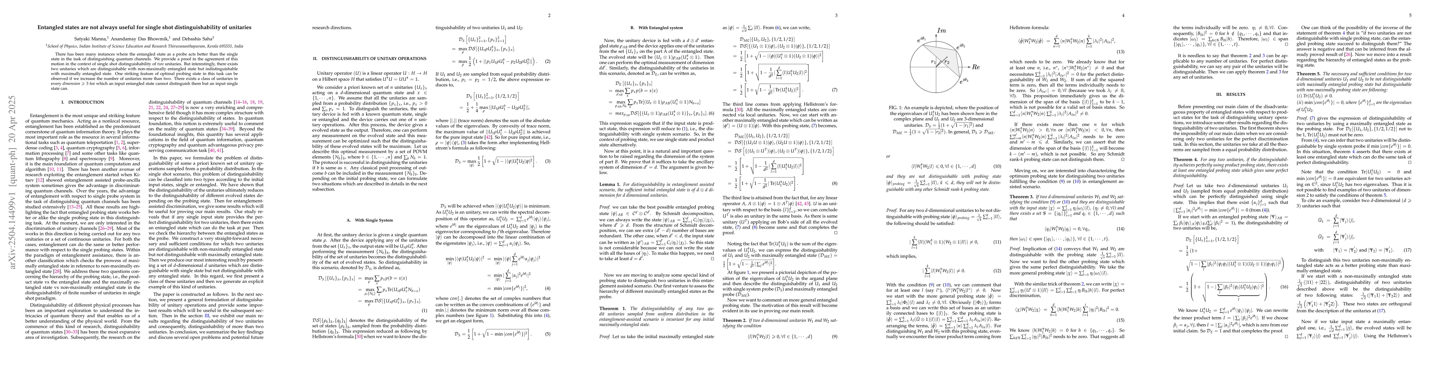 Thumbnail for Entangled states are not always useful for single shot
  distinguishability of unitaries