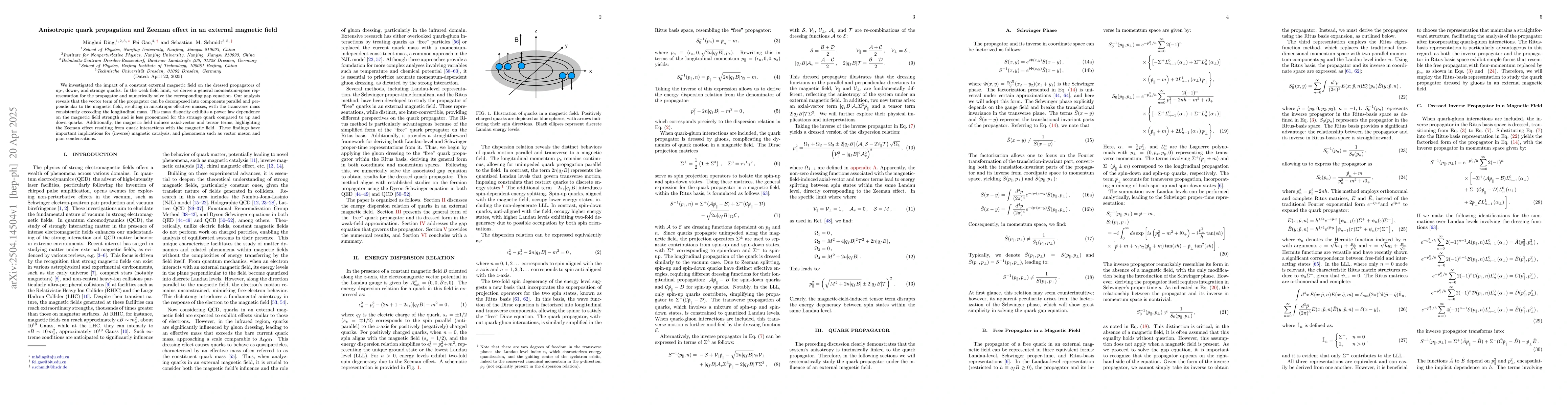 Thumbnail for Anisotropic quark propagation and Zeeman effect in an external magnetic
  field